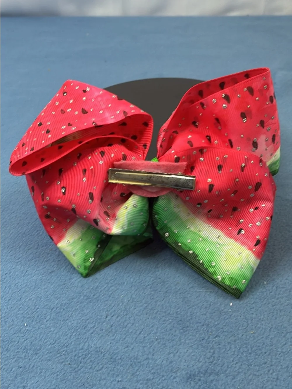 Kids Watermelon Print Hair Bow Headband - Red & Green